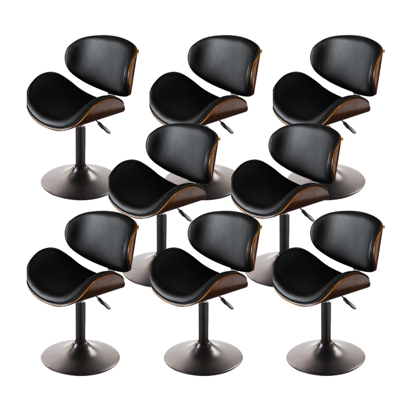 Glam Low Back Dining Stool Adjustable Height Bar Stool with Footrest