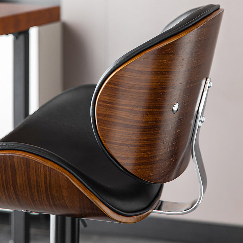 Glam Low Back Dining Stool Adjustable Height Bar Stool with Footrest