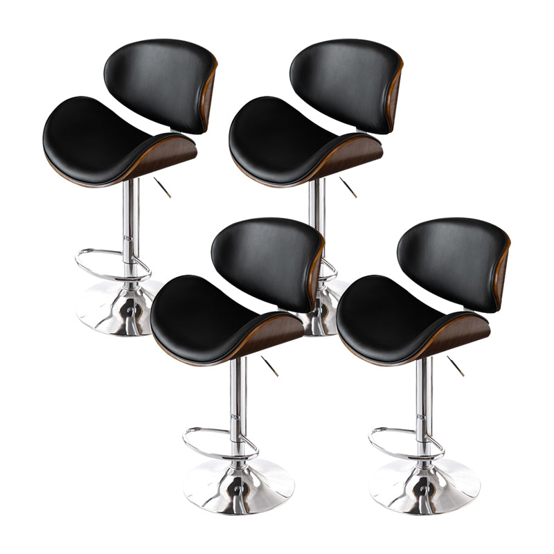 Glam Low Back Dining Stool Adjustable Height Bar Stool with Footrest