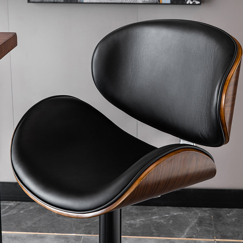 Glam Low Back Dining Stool Adjustable Height Bar Stool with Footrest