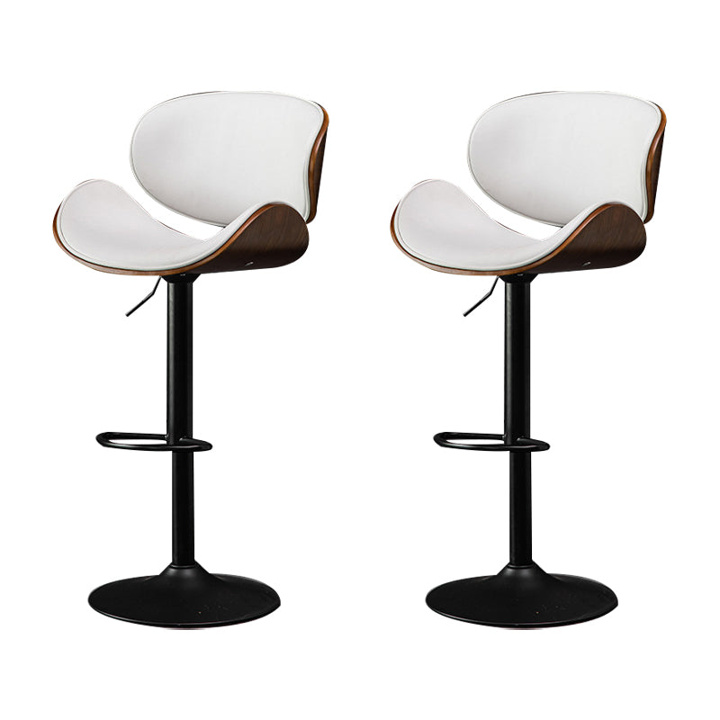 Glam Low Back Dining Stool Adjustable Height Bar Stool with Footrest