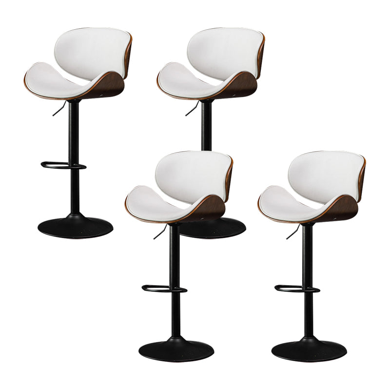 Glam Low Back Dining Stool Adjustable Height Bar Stool with Footrest