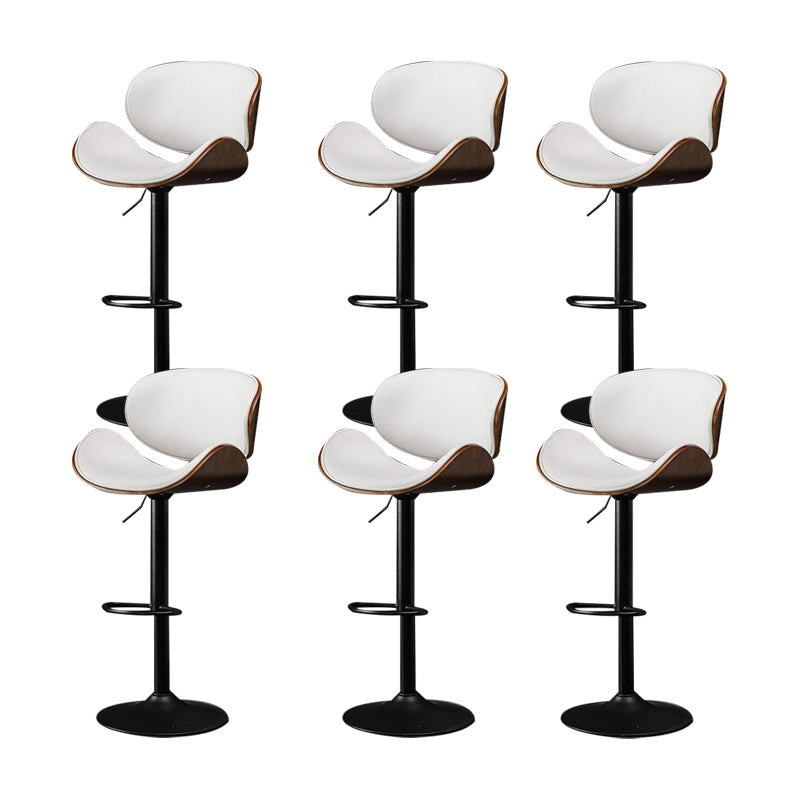 Glam Low Back Dining Stool Adjustable Height Bar Stool with Footrest