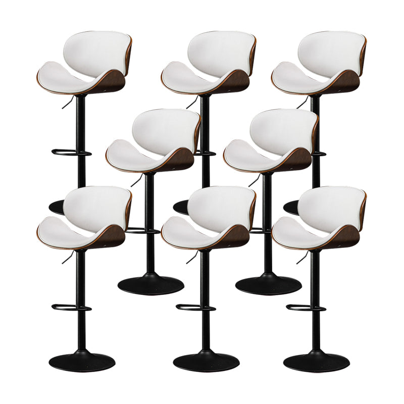 Glam Low Back Dining Stool Adjustable Height Bar Stool with Footrest