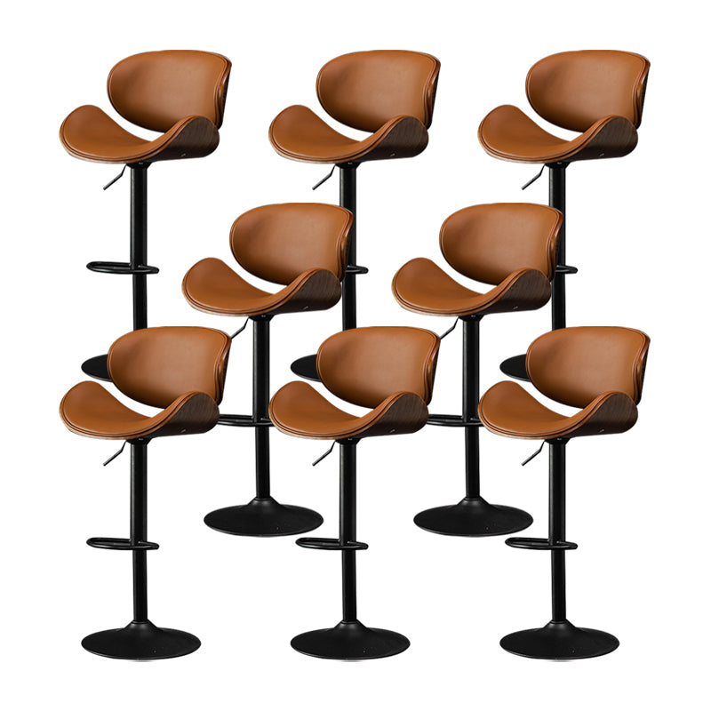 Glam Low Back Dining Stool Adjustable Height Bar Stool with Footrest