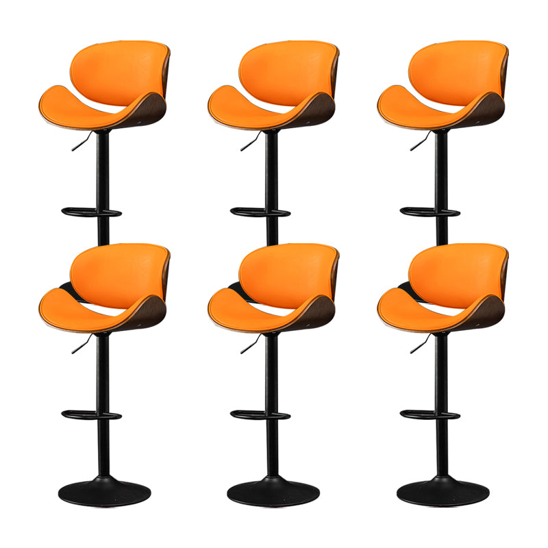 Glam Low Back Dining Stool Adjustable Height Bar Stool with Footrest