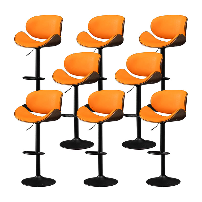 Glam Low Back Dining Stool Adjustable Height Bar Stool with Footrest