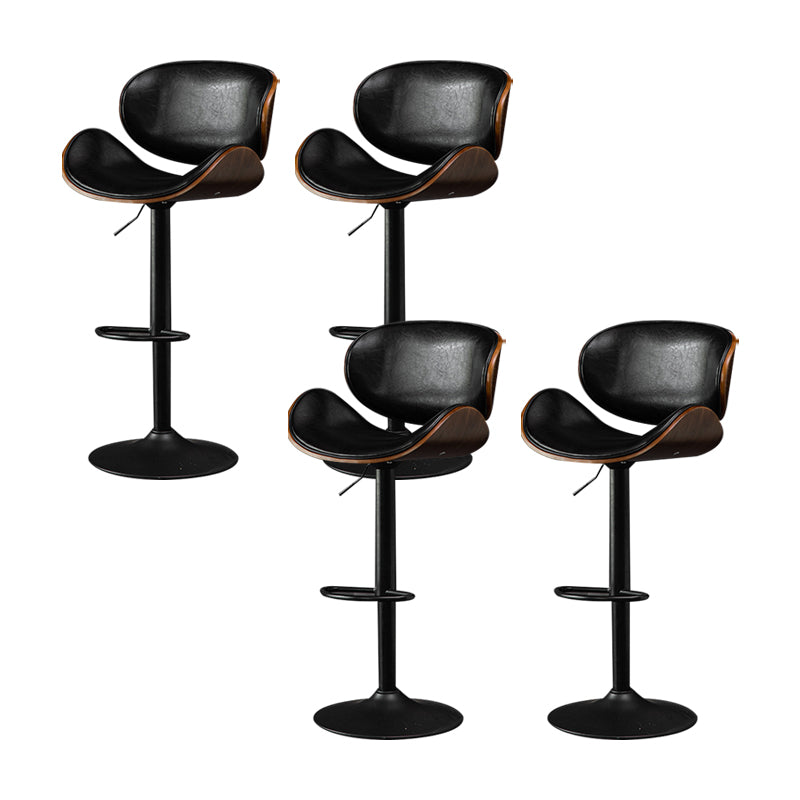 Glam Low Back Dining Stool Adjustable Height Bar Stool with Footrest