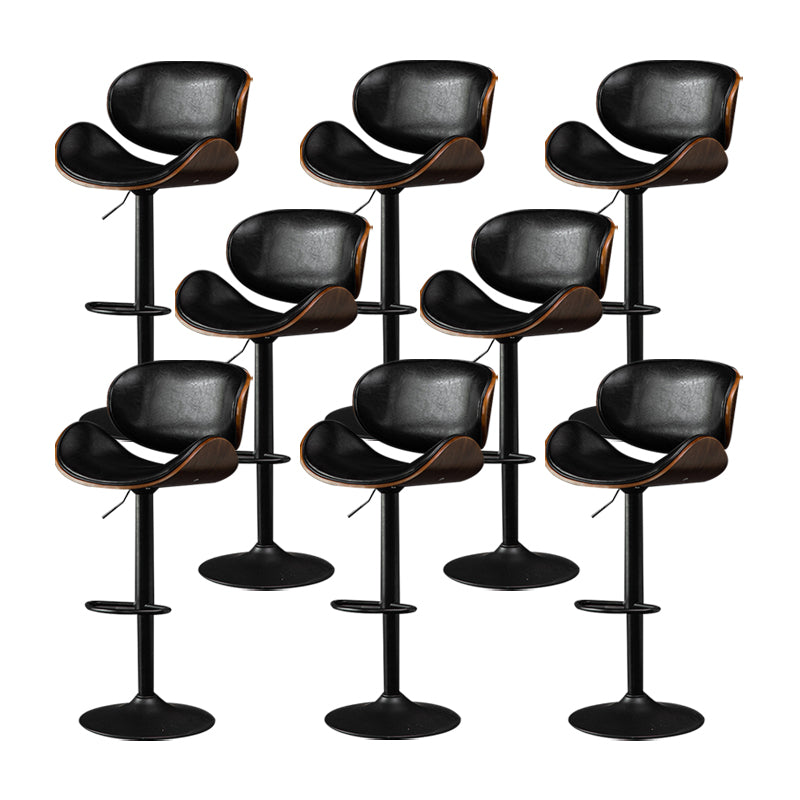 Glam Low Back Dining Stool Adjustable Height Bar Stool with Footrest