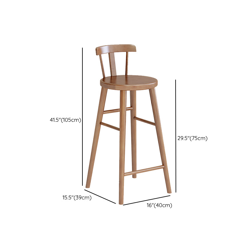 Brown Counter Height Stools Solid Wood Counter Bar Stool for Restaurant