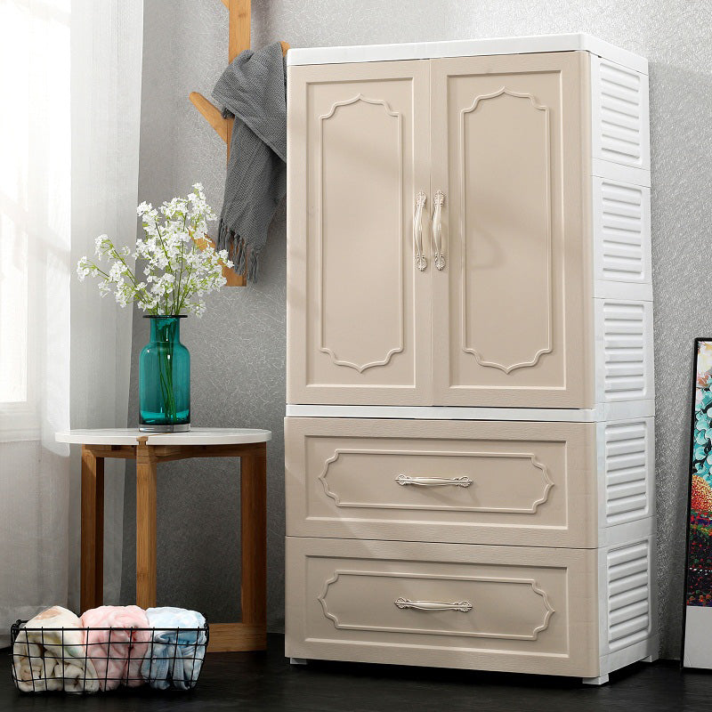 Contemporary Wardrobe Armoire with Drawer Plastic Wardrobe Cabinet
