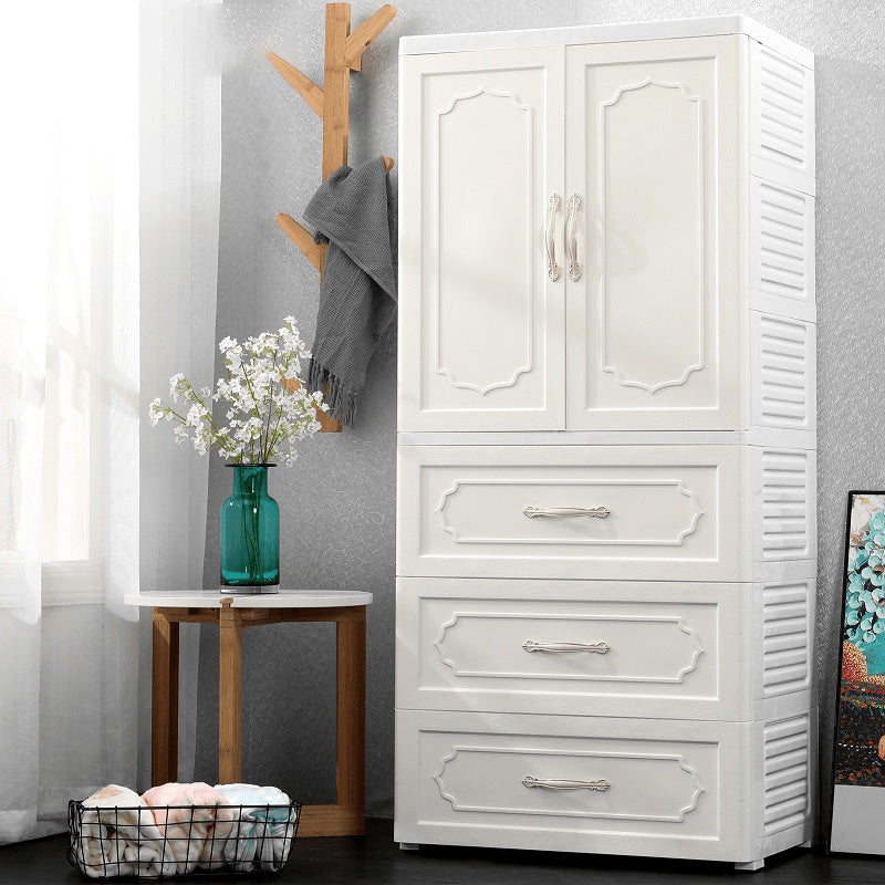 Contemporary Wardrobe Armoire with Drawer Plastic Wardrobe Cabinet