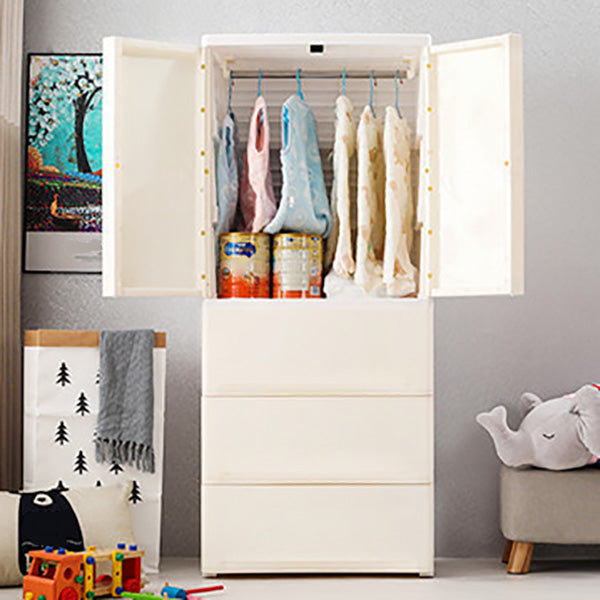 Contemporary Wardrobe Armoire with Drawer Plastic Wardrobe Cabinet