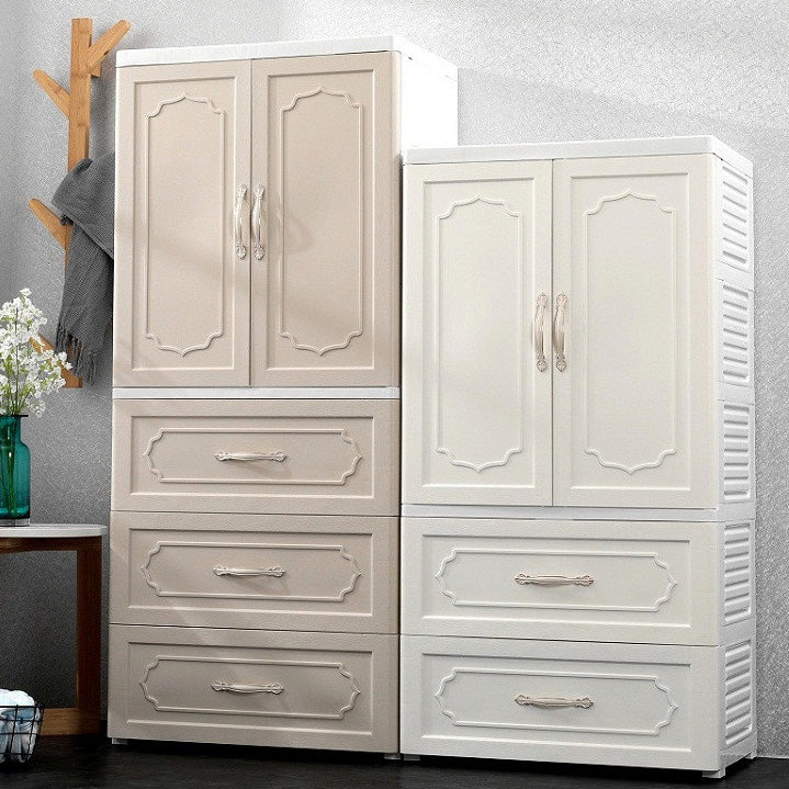 Contemporary Wardrobe Armoire with Drawer Plastic Wardrobe Cabinet