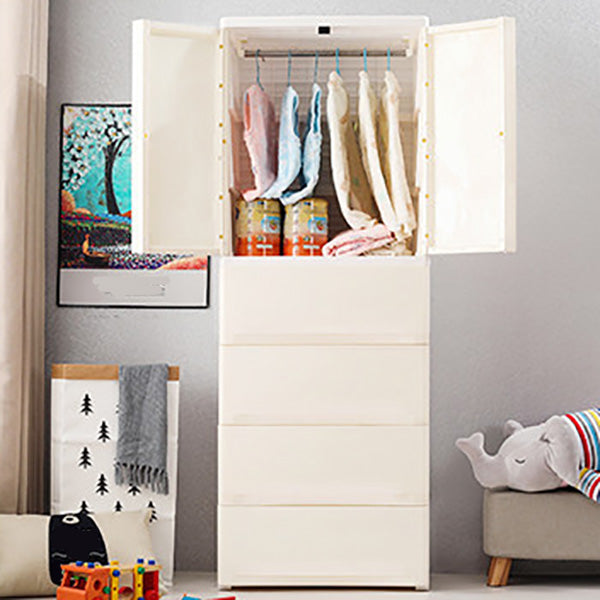 Contemporary Wardrobe Armoire with Drawer Plastic Wardrobe Cabinet