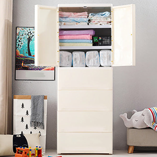 Contemporary Wardrobe Armoire with Drawer Plastic Wardrobe Cabinet
