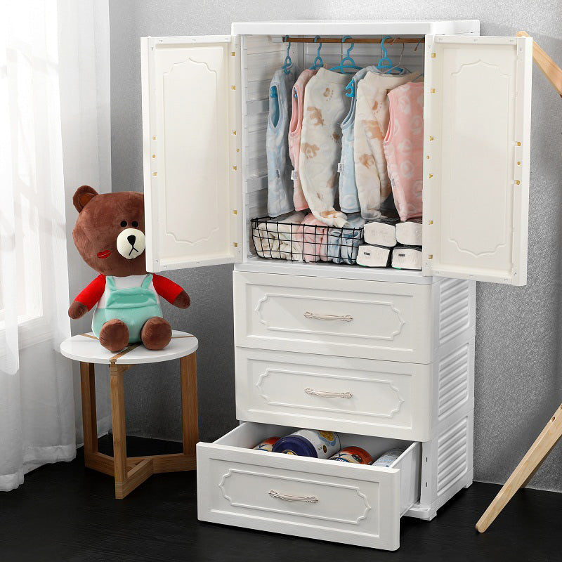 Contemporary Wardrobe Armoire with Drawer Plastic Wardrobe Cabinet