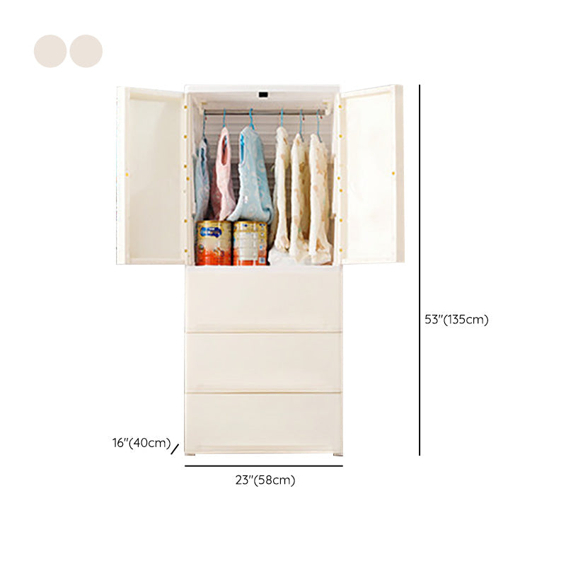 Contemporary Wardrobe Armoire with Drawer Plastic Wardrobe Cabinet