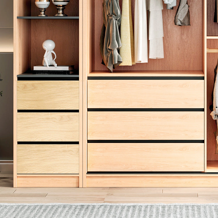 Engineered Wood Wardrobe Armoire with Drawer Modern Wardrobe Closet