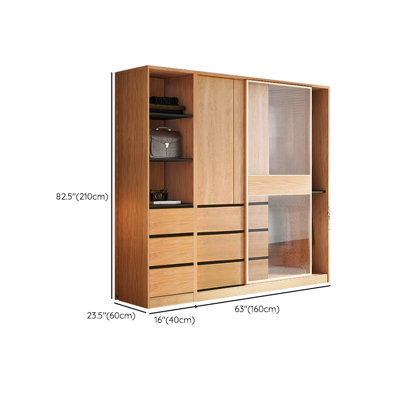 Engineered Wood Wardrobe Armoire with Drawer Modern Wardrobe Closet