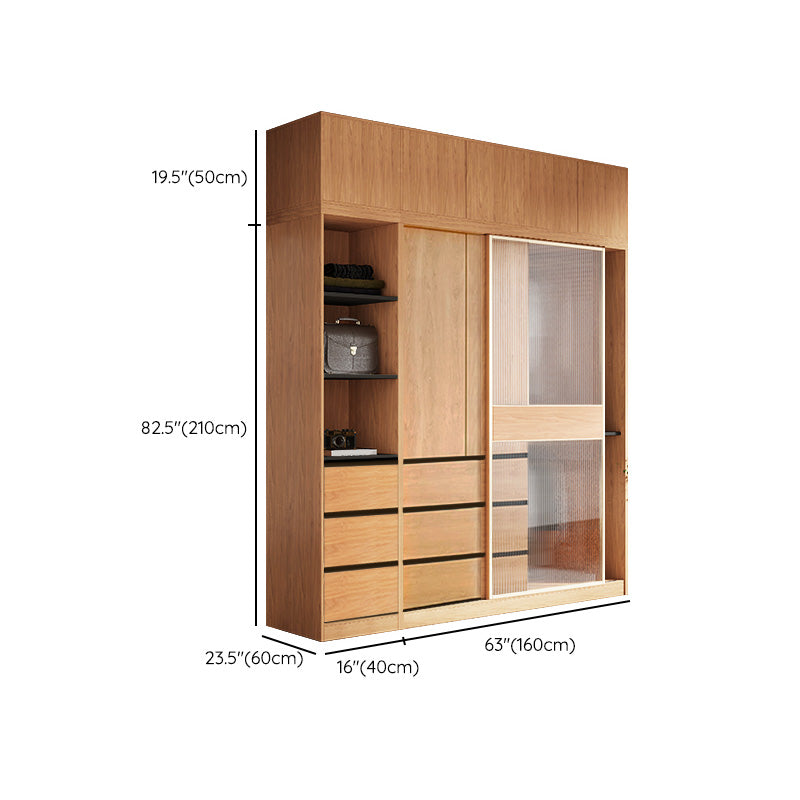 Engineered Wood Wardrobe Armoire with Drawer Modern Wardrobe Closet
