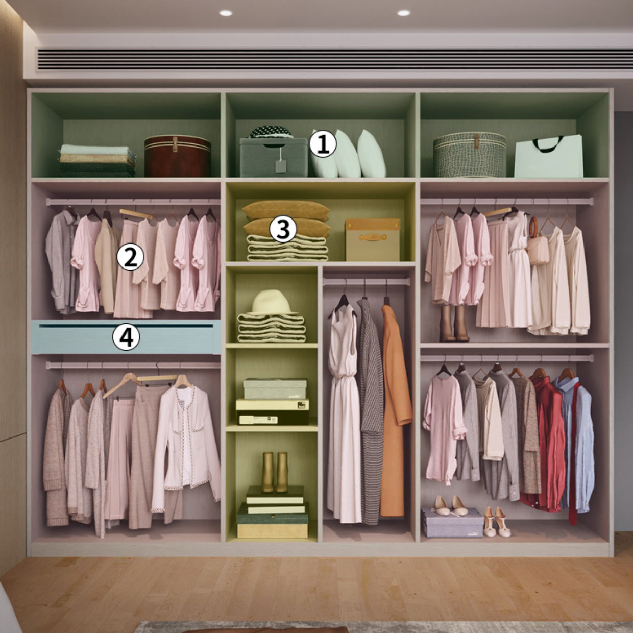 Modern Wood Wardrobe Armoire Freestanding Soft Close Doors Wardrobe Cabinet