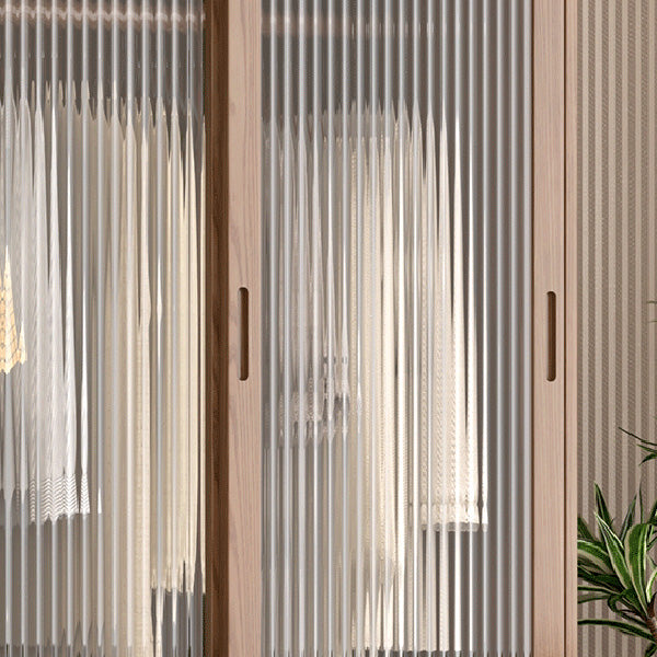 Contemporary Solid Wood Wardrobe Cabinet 2 Sliding Doors Sliding with Drawer