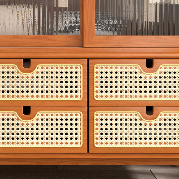 Contemporary Solid Wood Wardrobe Cabinet 2 Sliding Doors Sliding with Drawer