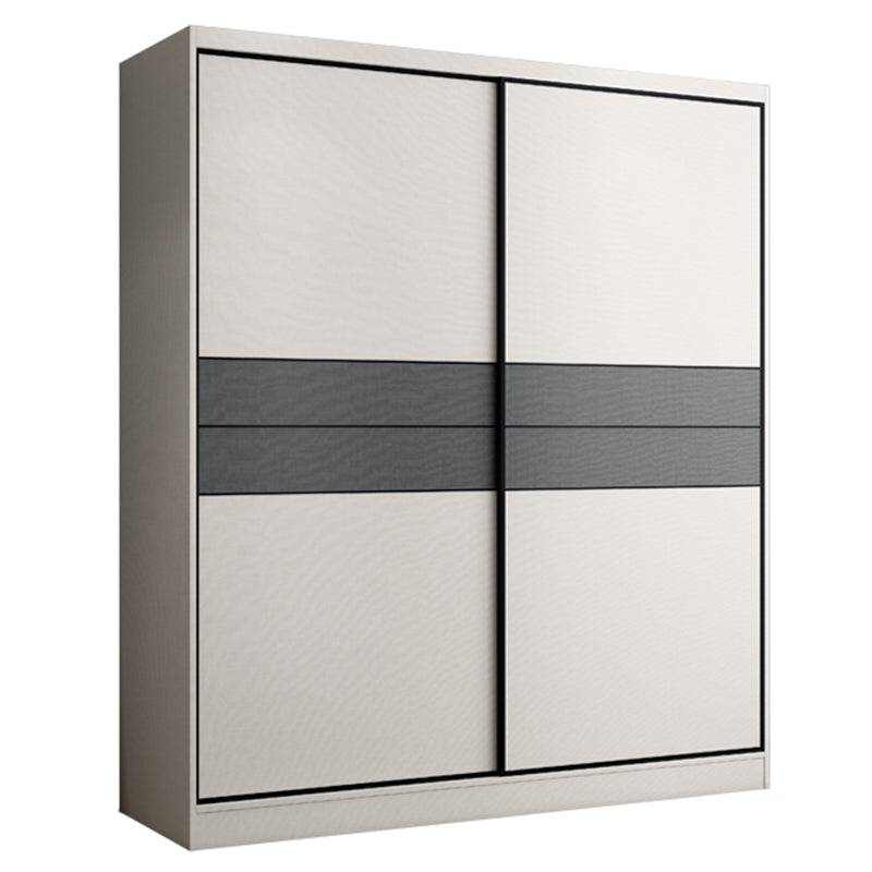 Sliding 2-Door Wood Wardrobe Cabinet Modern Freestanding Wardrobe Armoire with 2 Drawers