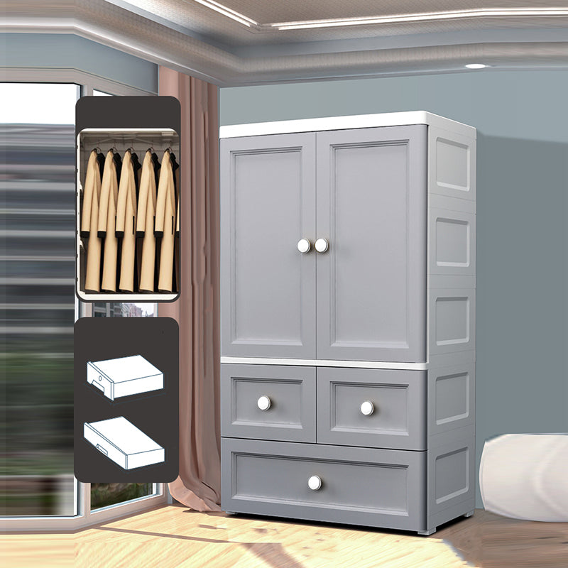 Matte Finish Plastic Bedroom Cabinet Contemporary Hinged Door Storage Cabinet