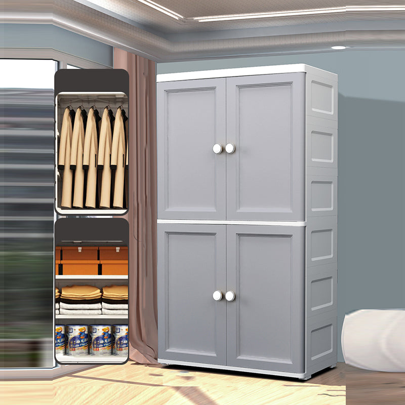 Matte Finish Plastic Bedroom Cabinet Contemporary Hinged Door Storage Cabinet