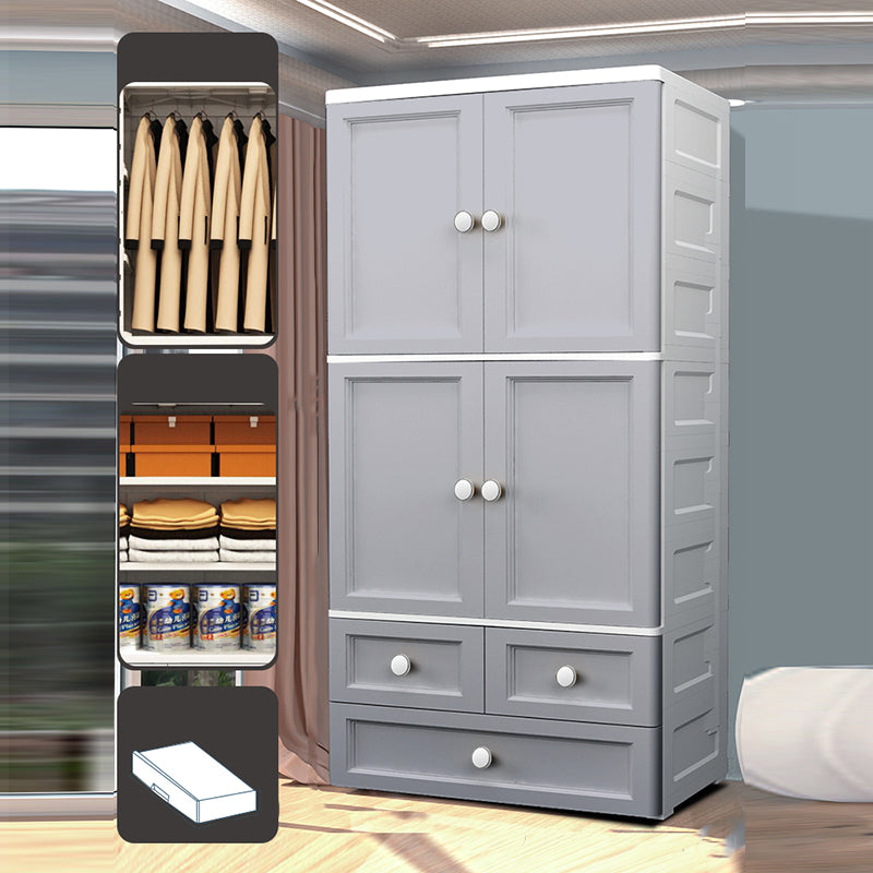 Matte Finish Plastic Bedroom Cabinet Contemporary Hinged Door Storage Cabinet