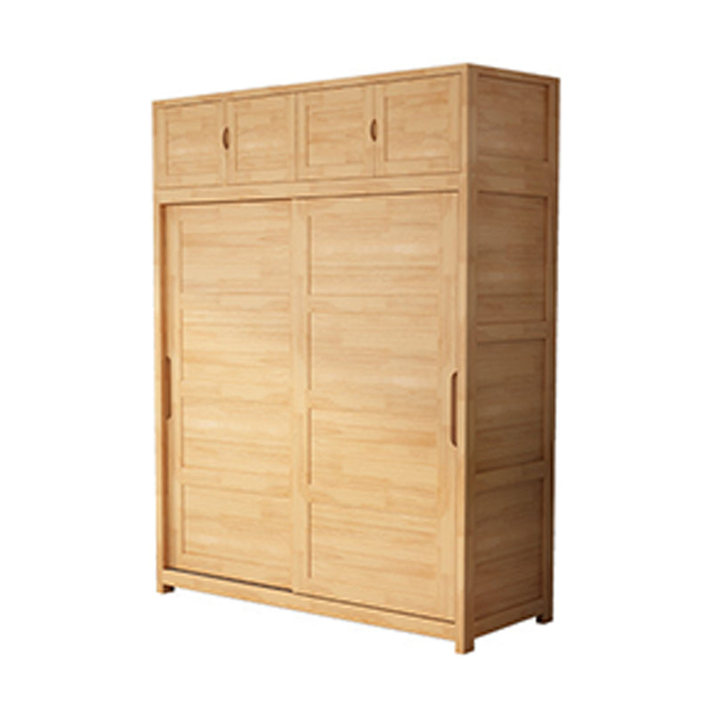 Contemporary Sliding Door Cabinet Rubberwood Storage Cabinet with Legs