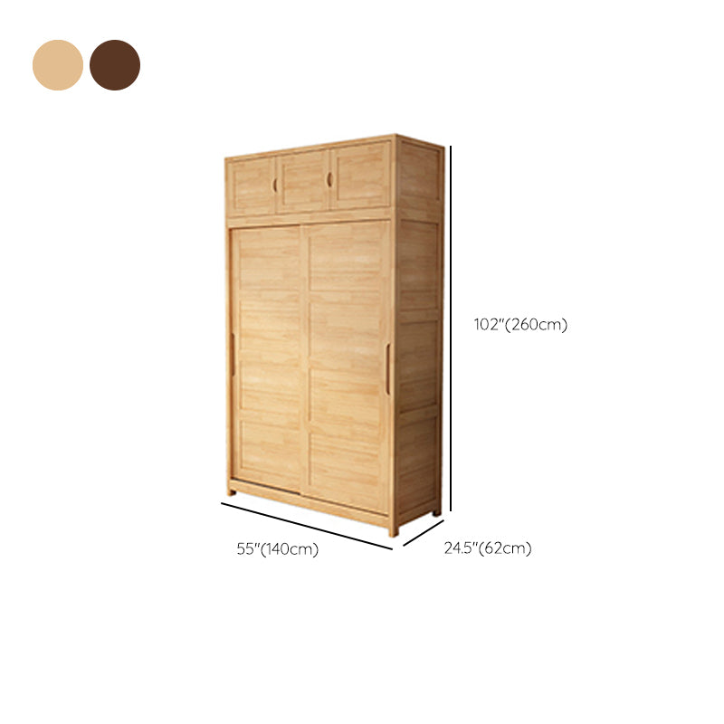Contemporary Sliding Door Cabinet Rubberwood Storage Cabinet with Legs