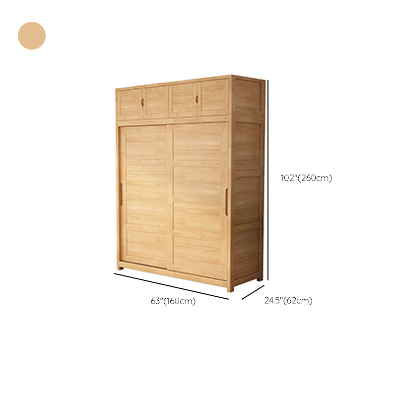 Contemporary Sliding Door Cabinet Rubberwood Storage Cabinet with Legs