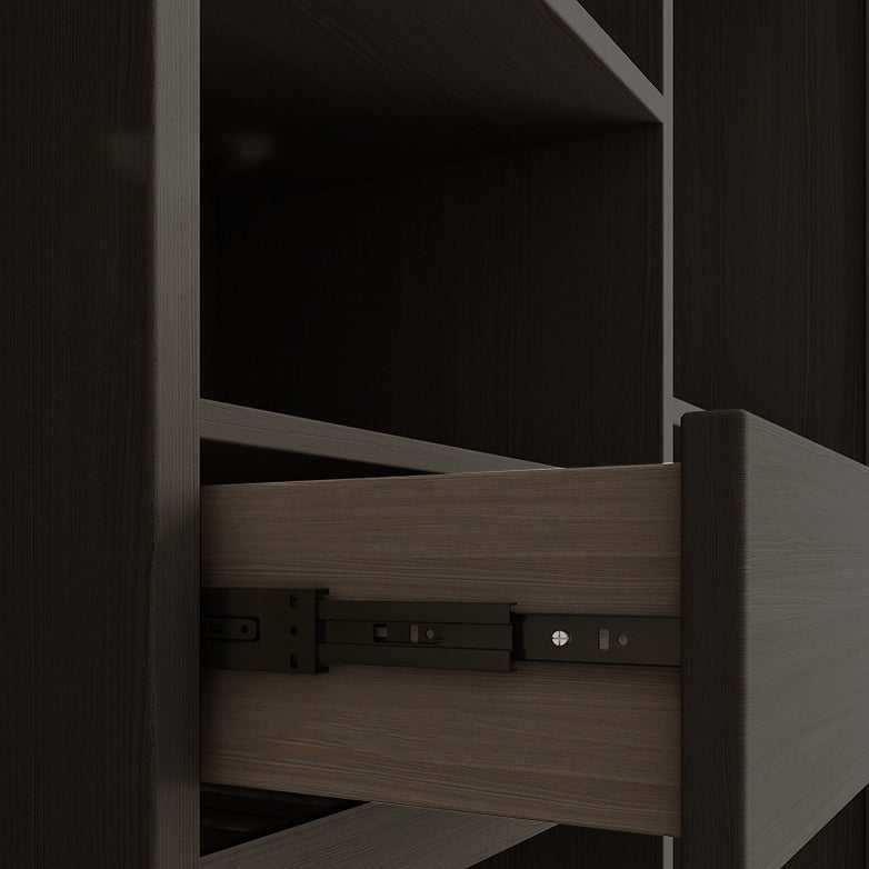 Grey Contemporary Storage Cabinet Faux Wood Cabinet with Sliding Doors