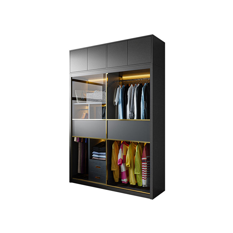Modern Grey Storage Cabinet Mirrored Finish Cabinet with Glass Doors