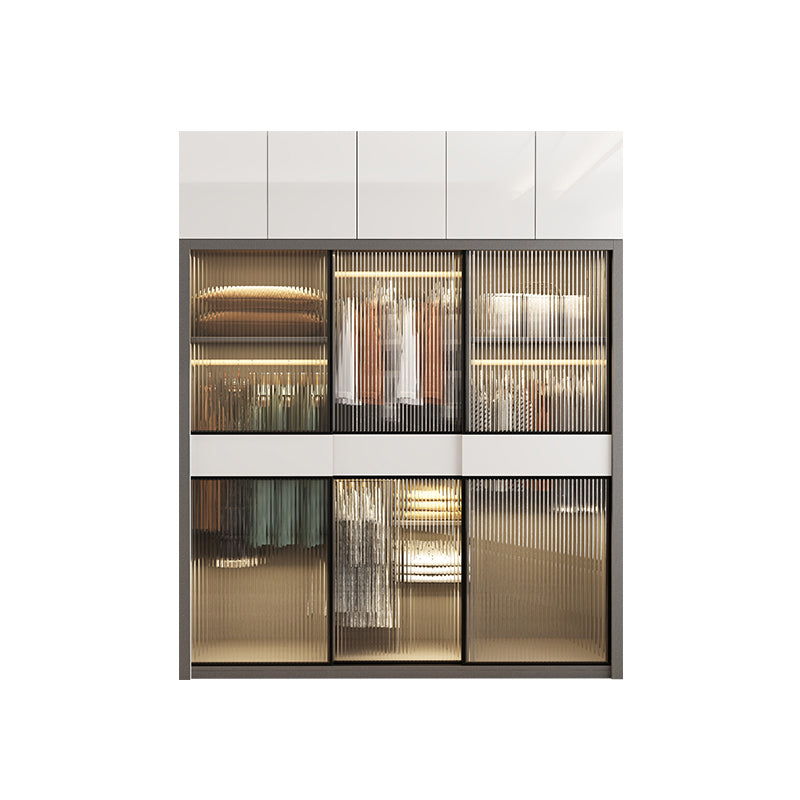 White Storage Cabinet with Glass Doors Contemporary Sliding Door Cabinet with Drawer