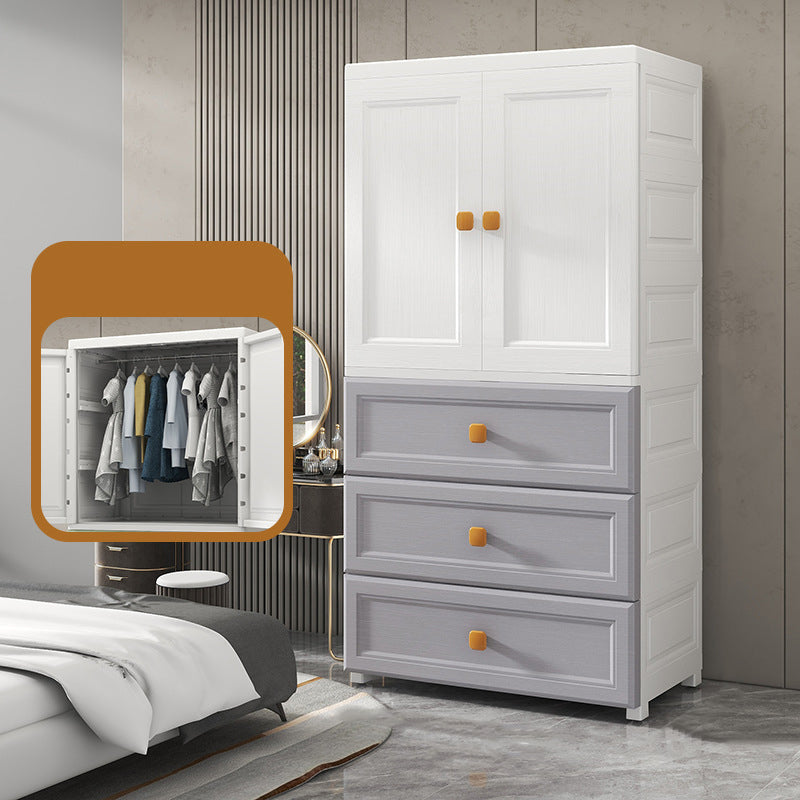 Bedroom Plastic Cabinet with Hinged Doors Matte Finish Modern Storage Cabinet
