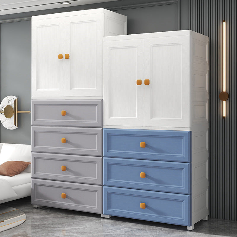 Bedroom Plastic Cabinet with Hinged Doors Matte Finish Modern Storage Cabinet