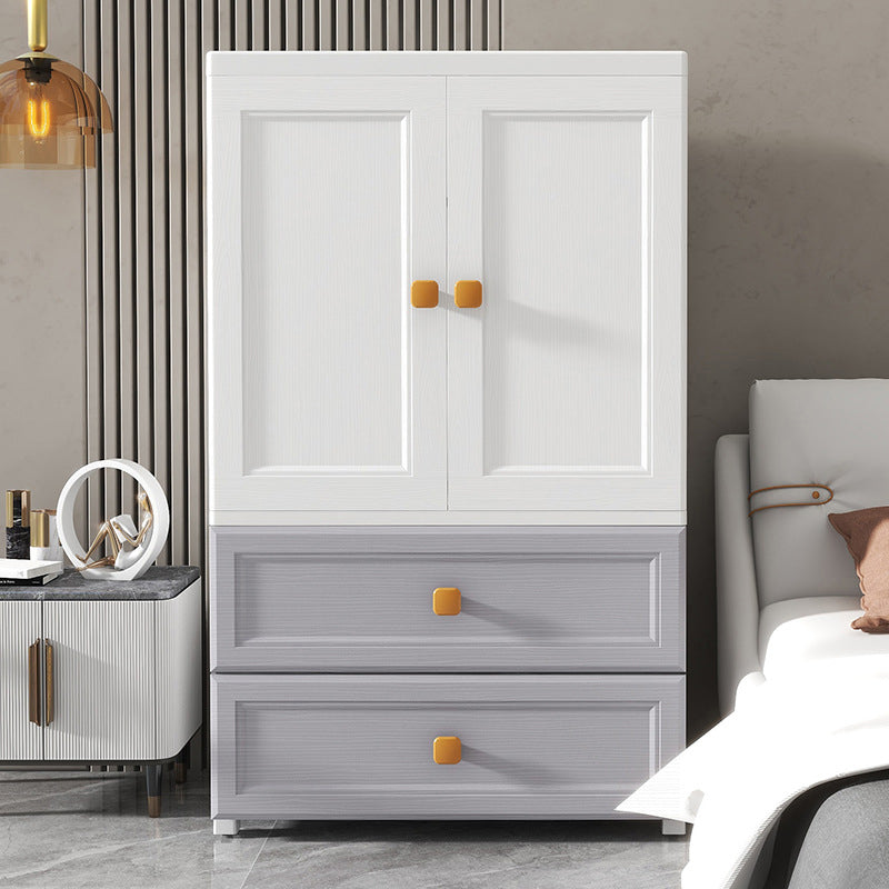 Bedroom Plastic Cabinet with Hinged Doors Matte Finish Modern Storage Cabinet