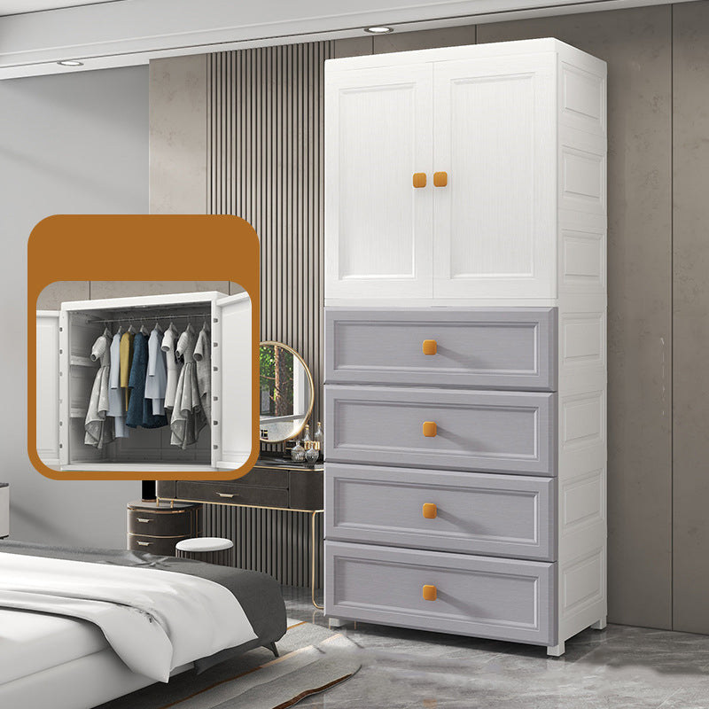 Bedroom Plastic Cabinet with Hinged Doors Matte Finish Modern Storage Cabinet