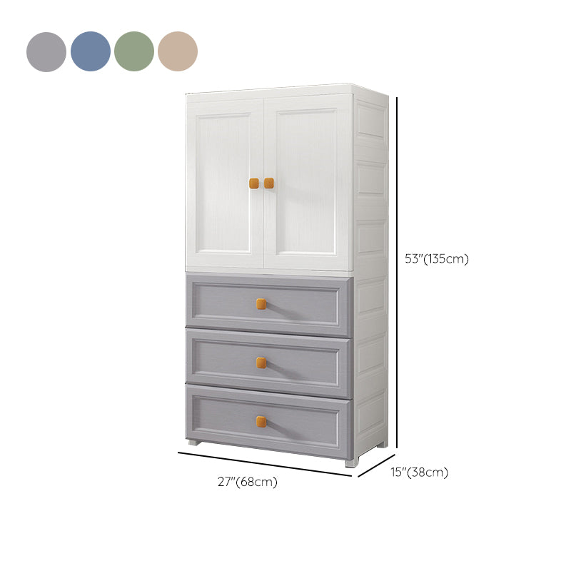 Bedroom Plastic Cabinet with Hinged Doors Matte Finish Modern Storage Cabinet