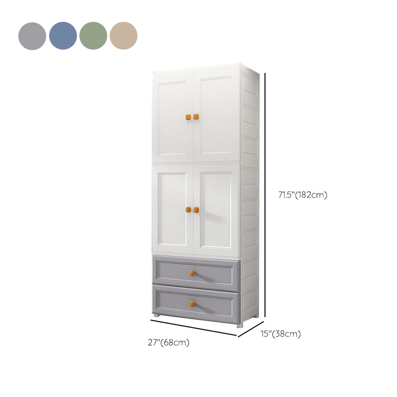 Bedroom Plastic Cabinet with Hinged Doors Matte Finish Modern Storage Cabinet