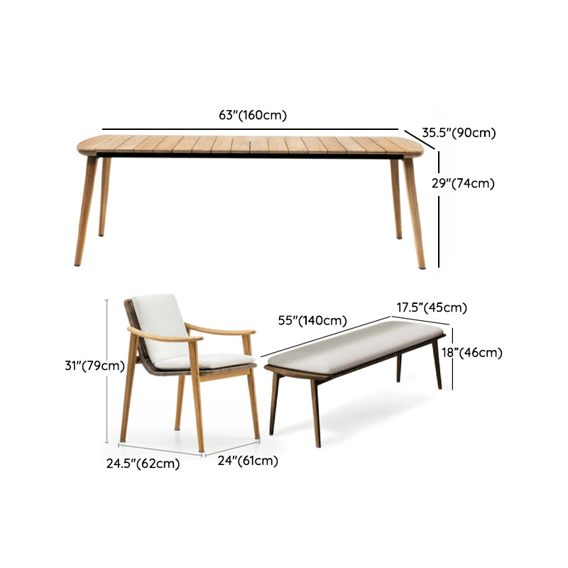 Boho Style Dining Set Solid Wood Rectangular 1/4/6 Pieces Dining Set