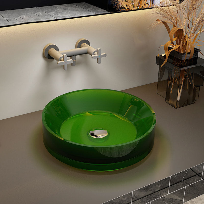 Modern Wash Stand Transparent Solid Color Resin Bathroom Sink(Not Included Faucet)