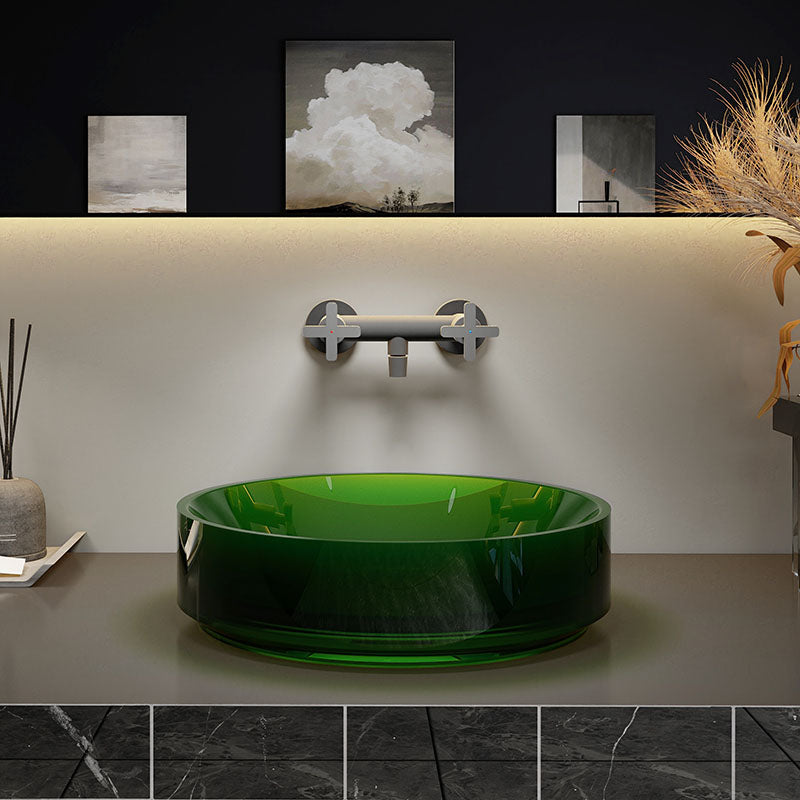 Modern Wash Stand Transparent Solid Color Resin Bathroom Sink(Not Included Faucet)
