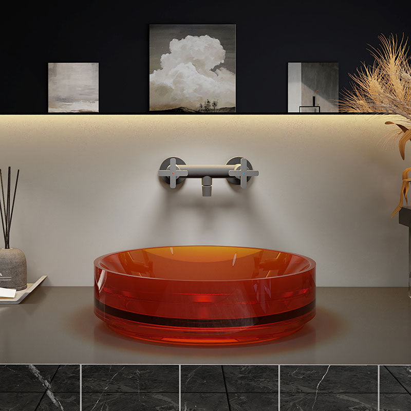 Modern Wash Stand Transparent Solid Color Resin Bathroom Sink(Not Included Faucet)