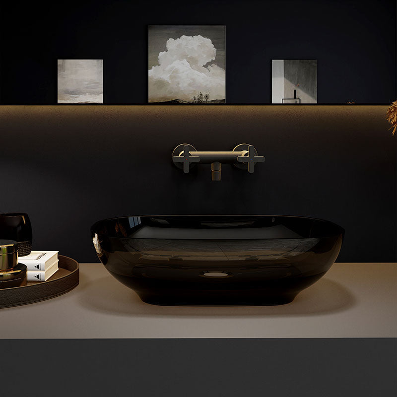 Modern Wash Stand Transparent Solid Color Resin Bathroom Sink(Not Included Faucet)