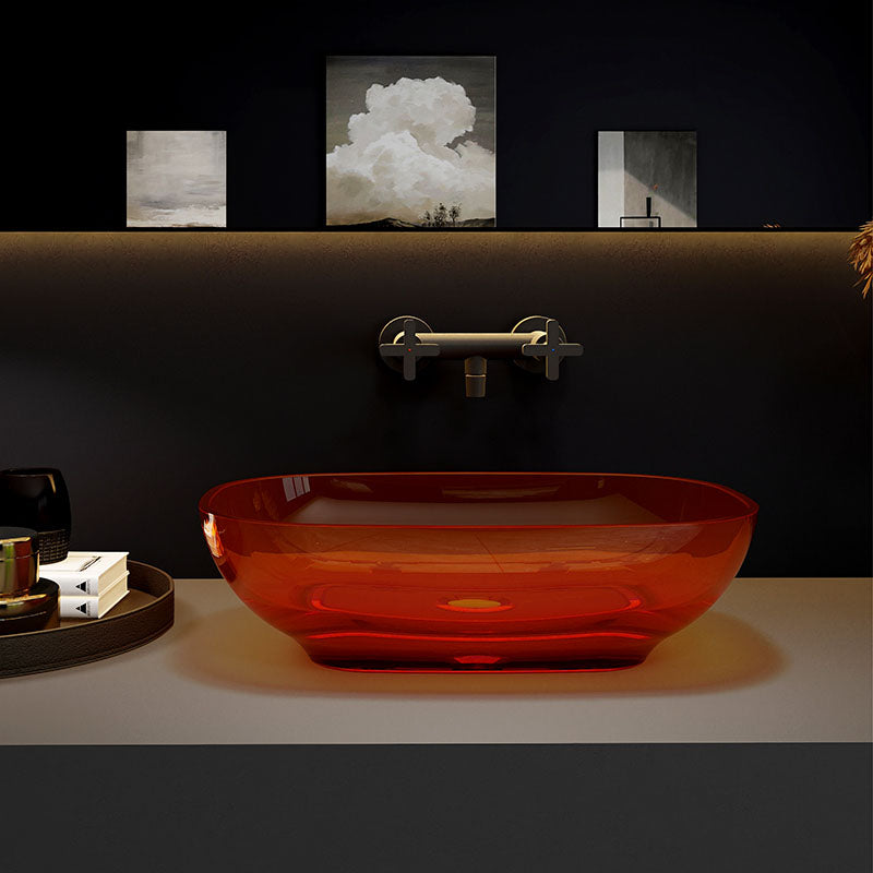 Modern Wash Stand Transparent Solid Color Resin Bathroom Sink(Not Included Faucet)